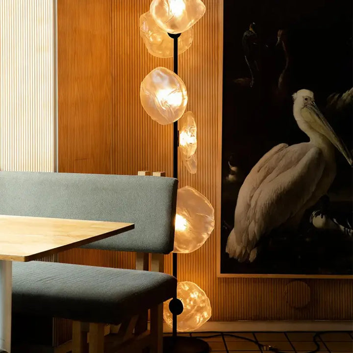 Lampadaire moderne en métal doré et verre style chic