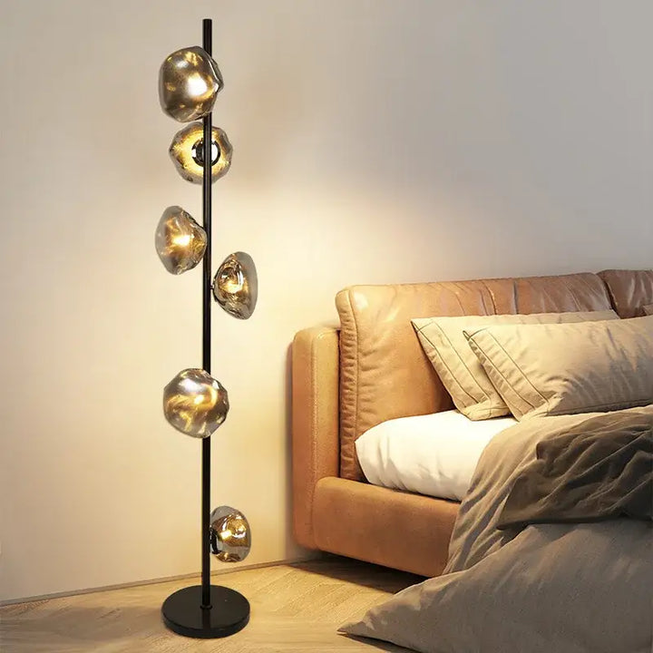 Lampadaire moderne en métal doré et verre style chic