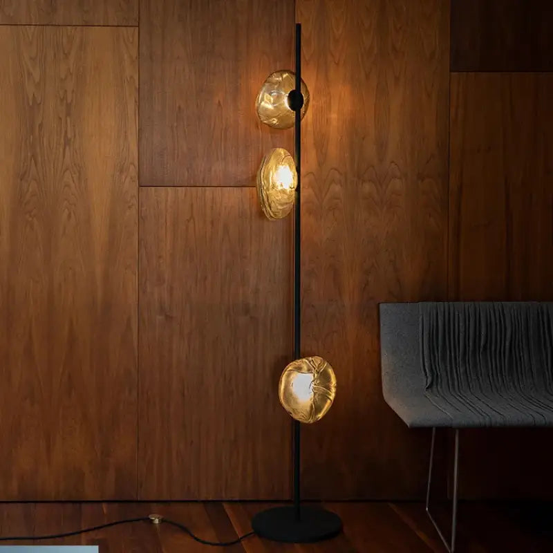 Lampadaire moderne en métal doré et verre style chic