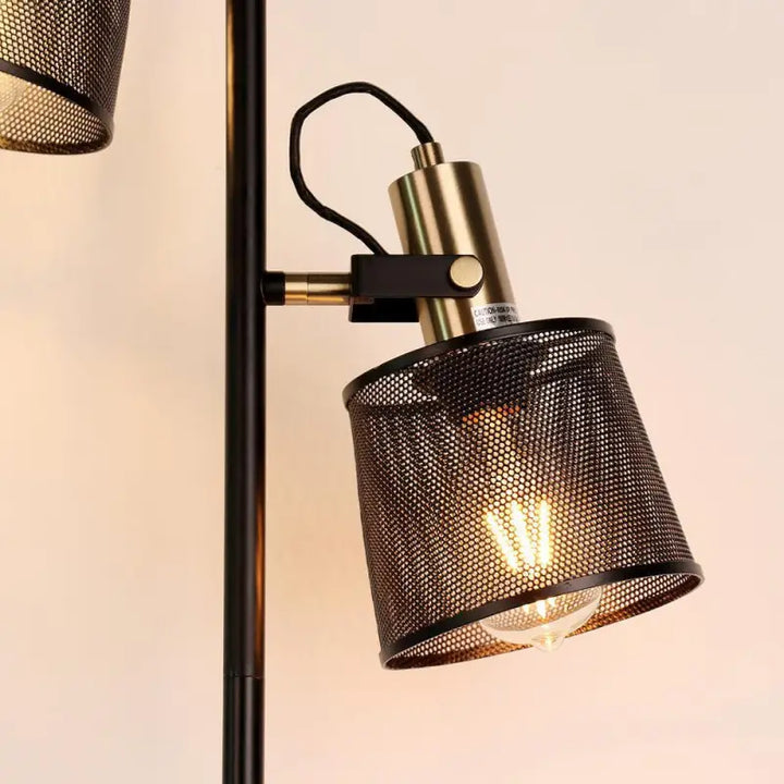Lampadaire Noir Design avec Structure Cylindrique Inclinée