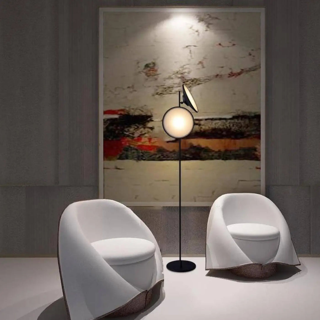 Lampadaire Sur Pied Original En Aluminium Disque Incliné