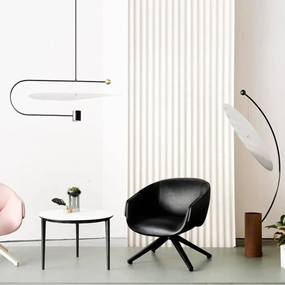 Lampadaire Rond Sur Pied Design Blanc En Aluminium