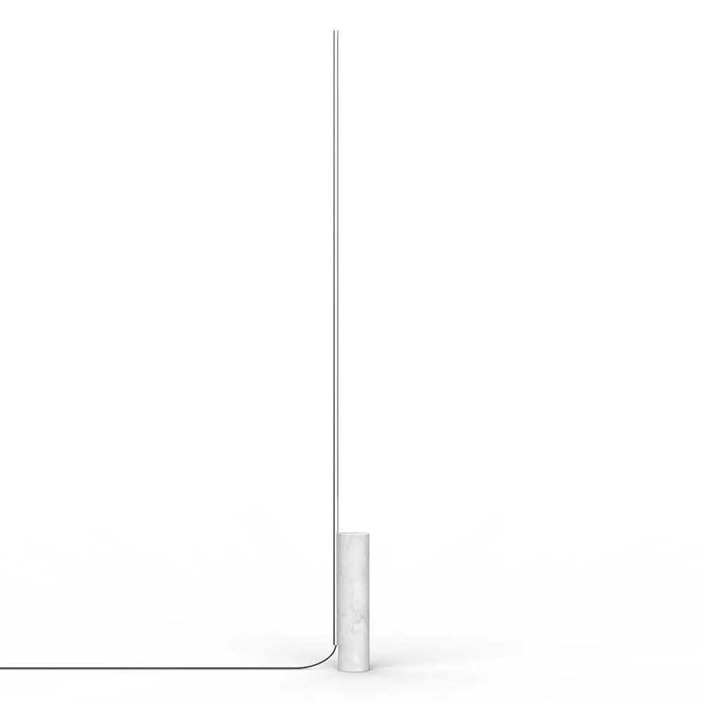 Lampadaire T.O en marbre blanc et baguette chrome