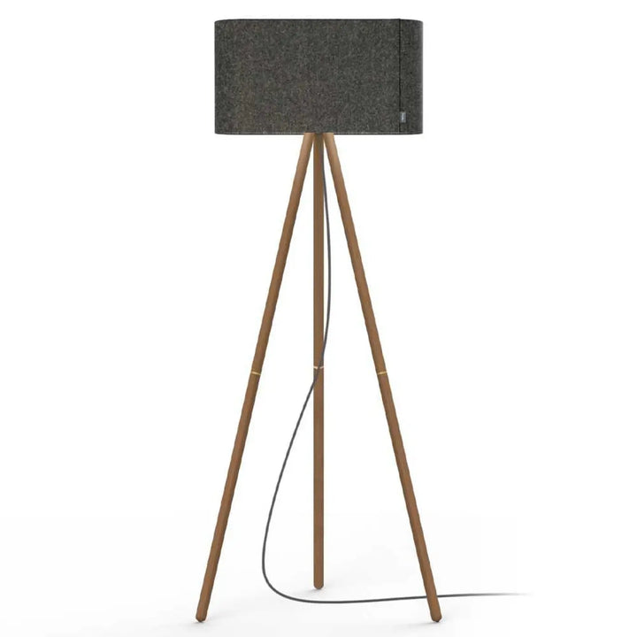 Lampadaire Belmont, abat-jour gris anthracite et pieds en noyer