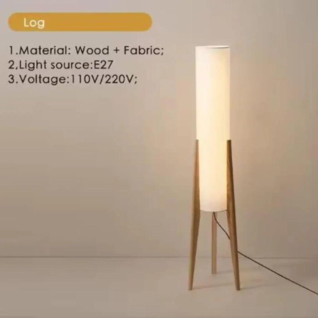 Lampadaire trépied en bois naturel style nordique modern