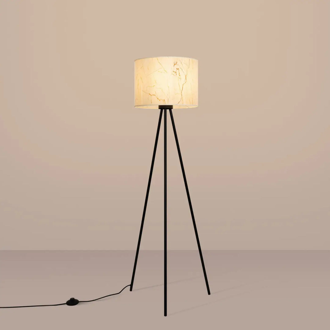 Lampadaire marbre beige/noir allumé