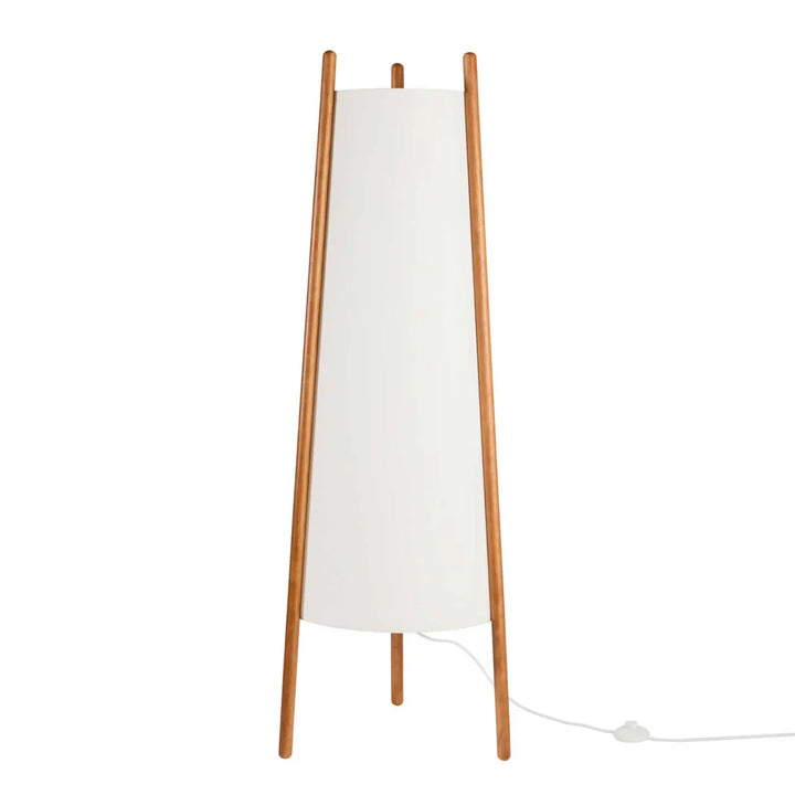 Lampadaire Woody en bois avec abat-jour en tissu