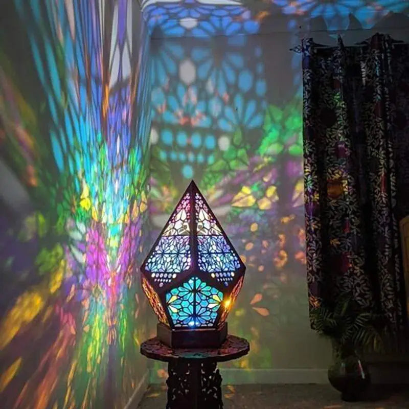 Lampe Bohème À Poser Style Boho En Bois Noir Multicolore