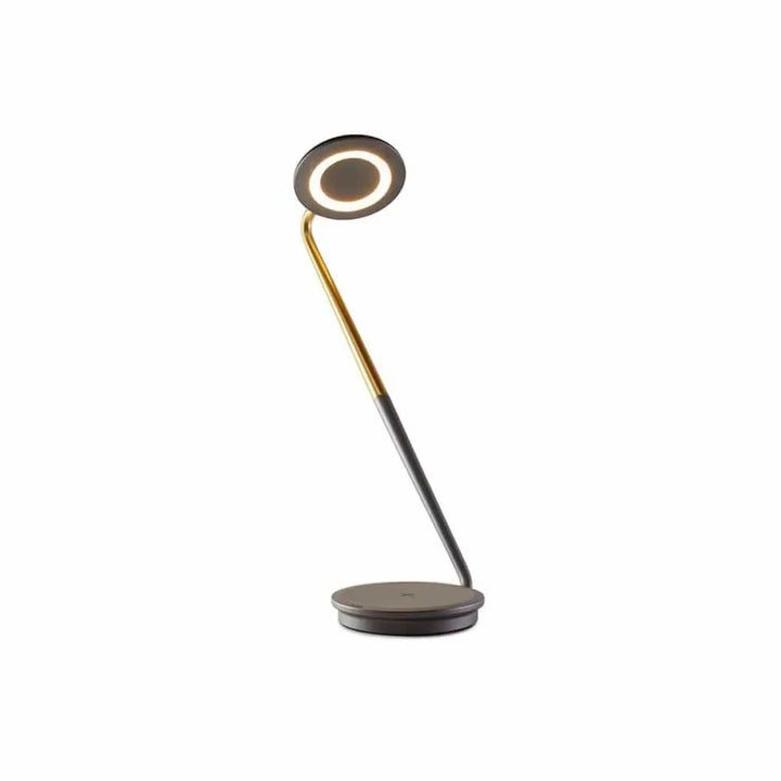 Lampe de bureau Pixo Plus gris graphite à bras doré