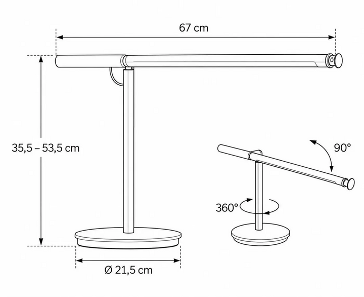 Lampe brazo lampe de chevet adjustable en hauteur et angle avec base cylindrique en verre pyrex design pablo designs