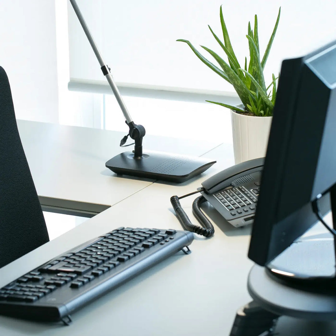 Lampe de bureau Ito noire de Faro Barcelona en situation