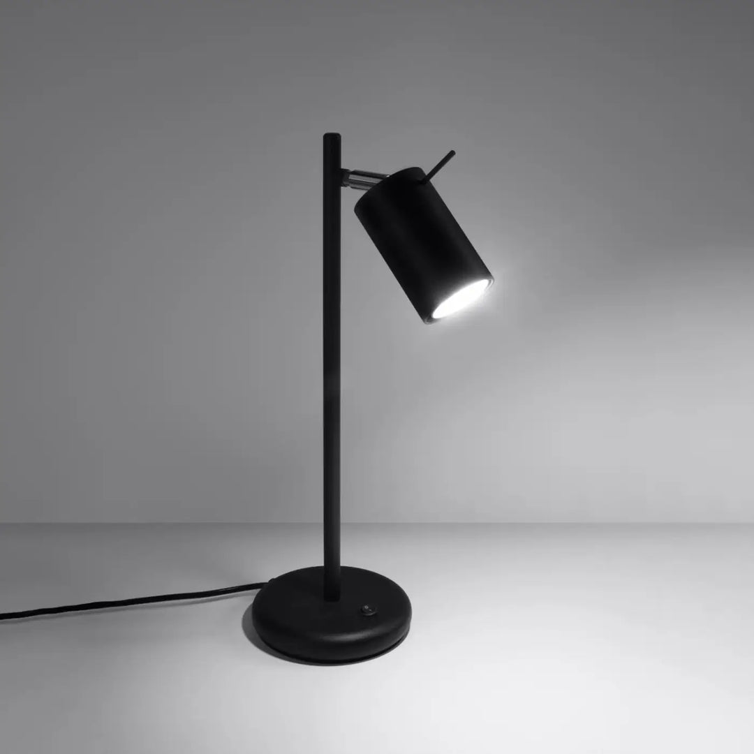 Lampe à poser noir allumée