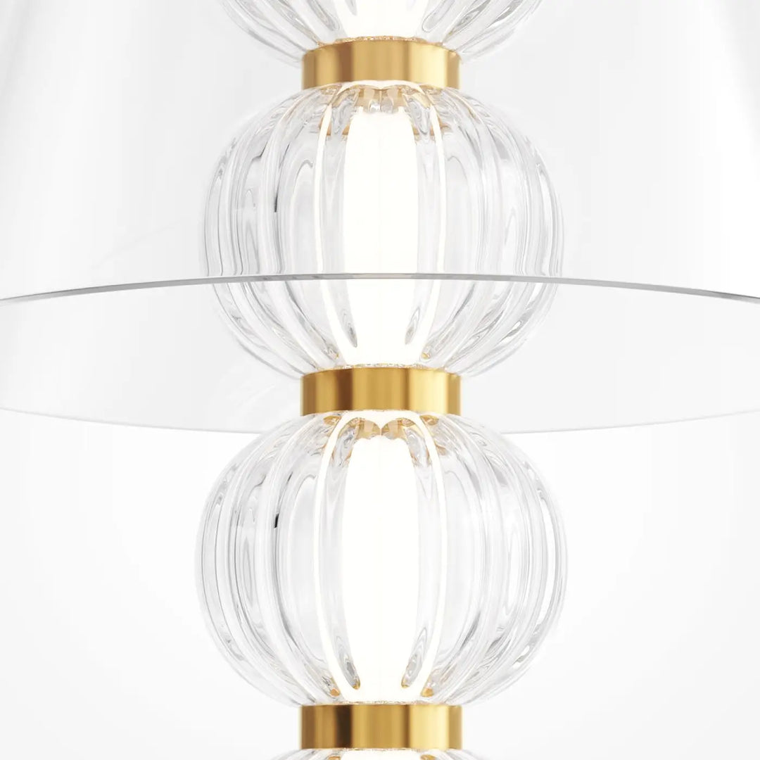 Lampe de chevet amulet avec orbes en verre strié clair et métal doré comme objet décoratif élégant