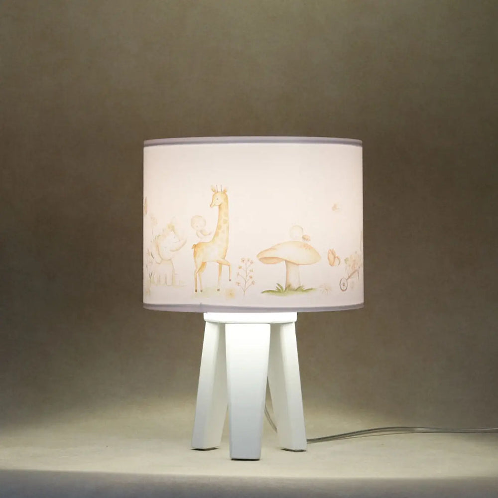 Lampe de table chevet blanche sweet dreams avec illustrations pastel style nature univers inspiré