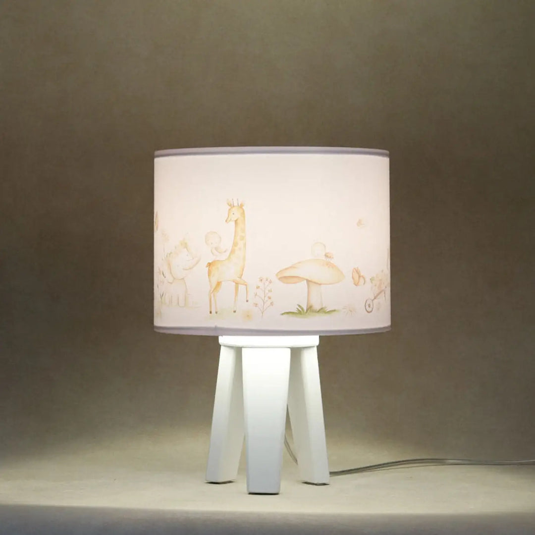 Lampe de table chevet blanche sweet dreams avec illustrations pastel style nature univers inspiré