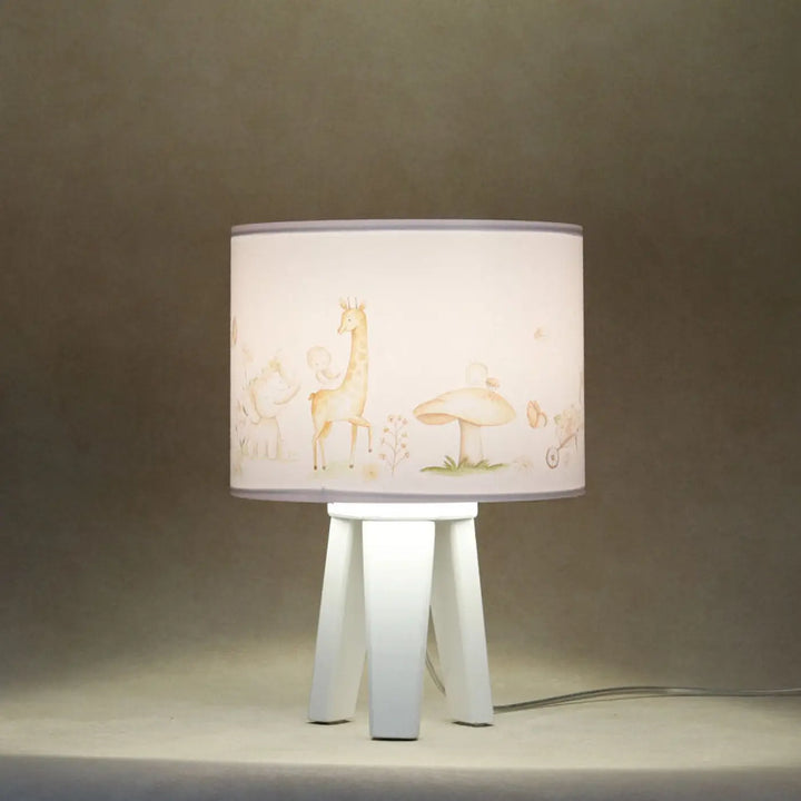 Lampe de table chevet blanche sweet dreams avec illustrations pastel style nature univers inspiré
