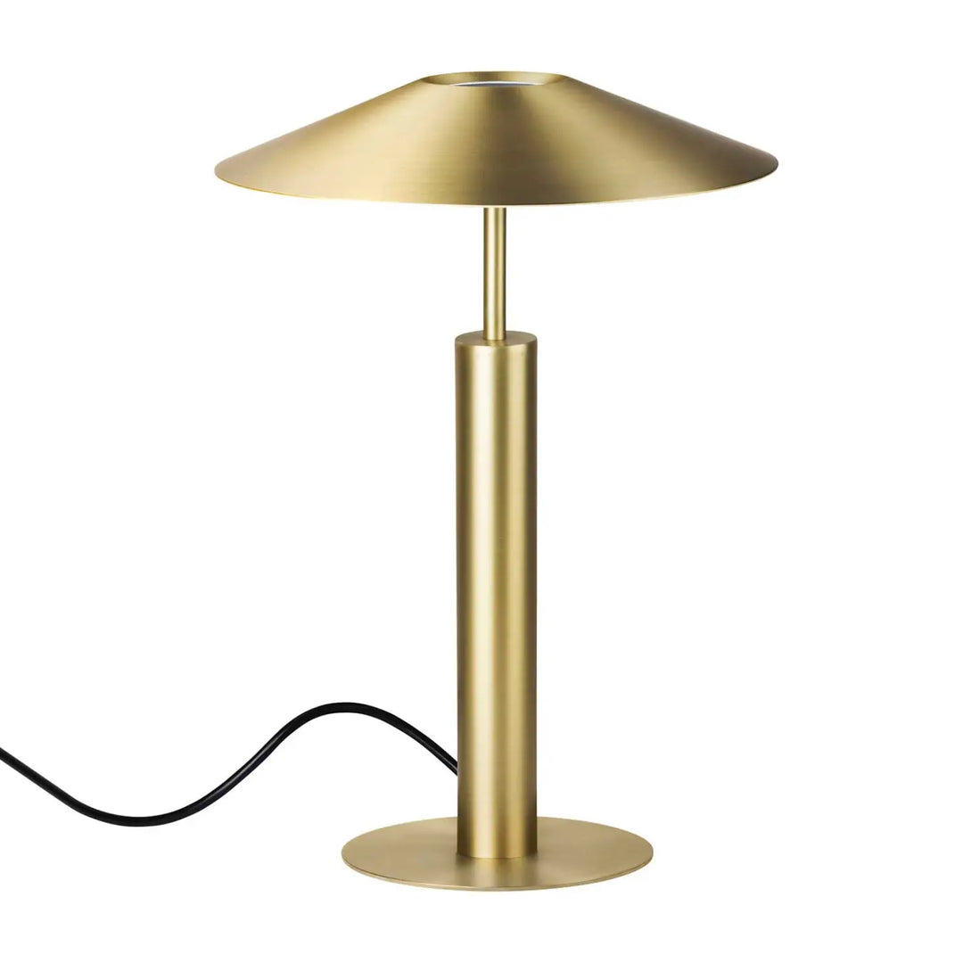 Lampe de chevet H dorée en acier et acrylique sablé #couleur_dore