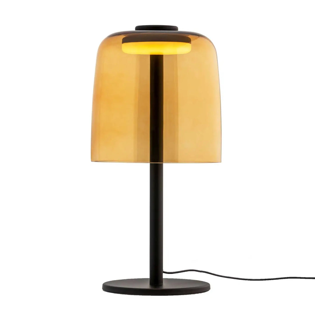 Lampe à poser Levels en verre ambré et métal noir #couleur_orange