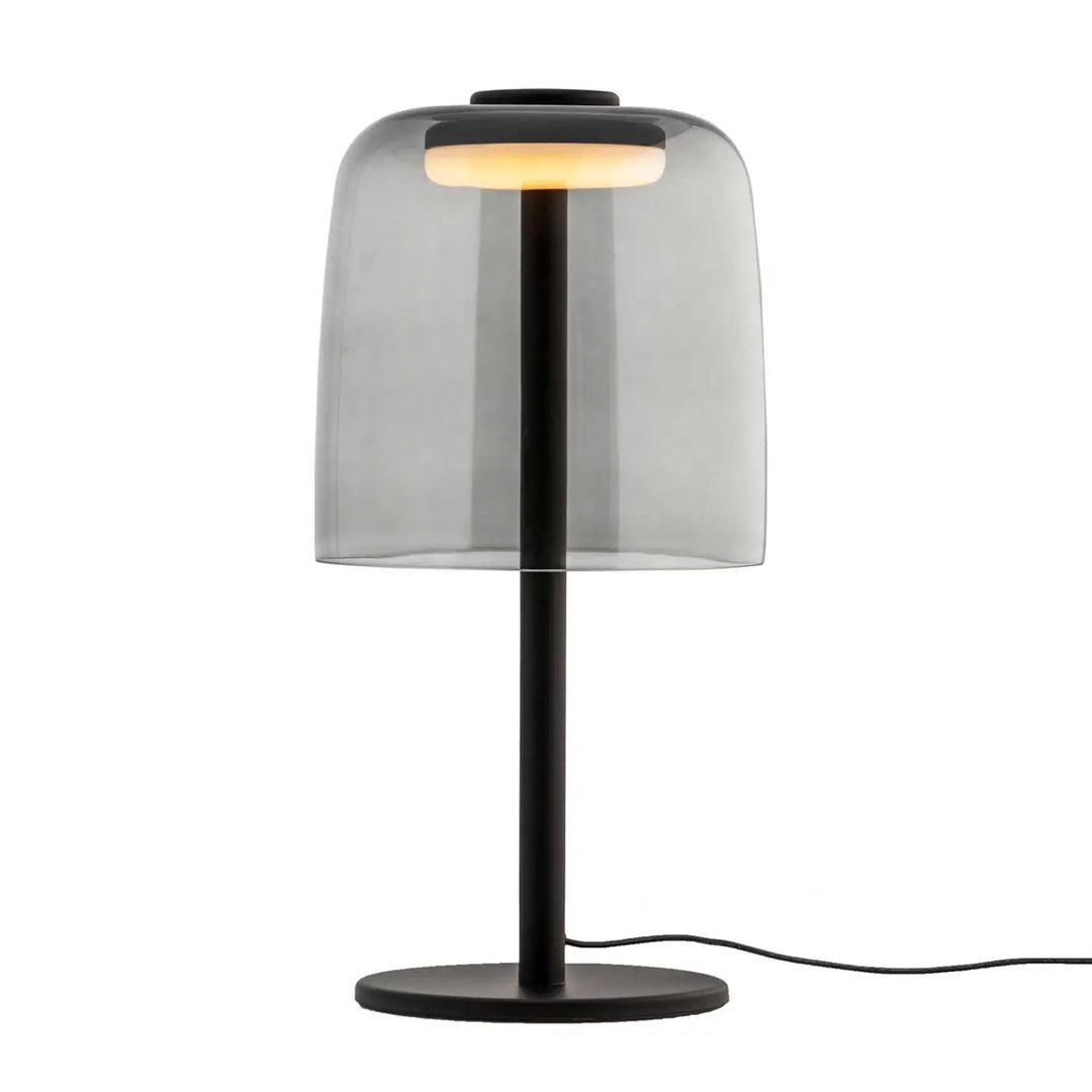 Lampe à poser Levels en verre fumé et métal noir #couleur_gris