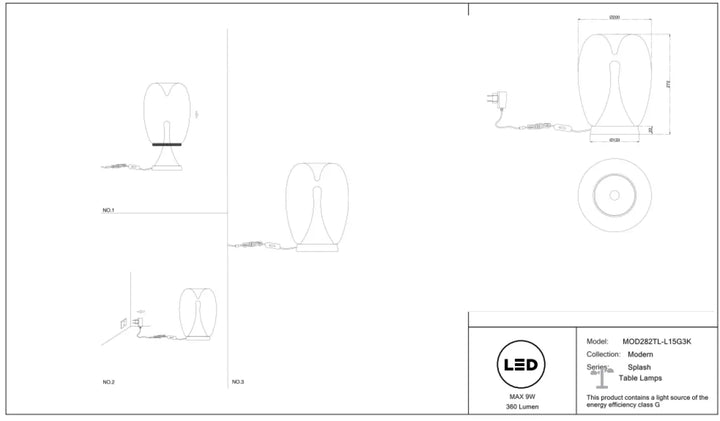 Lampe de chevet led splash splash avec led intégrée et design minimaliste moderne pour un éclairage élégant