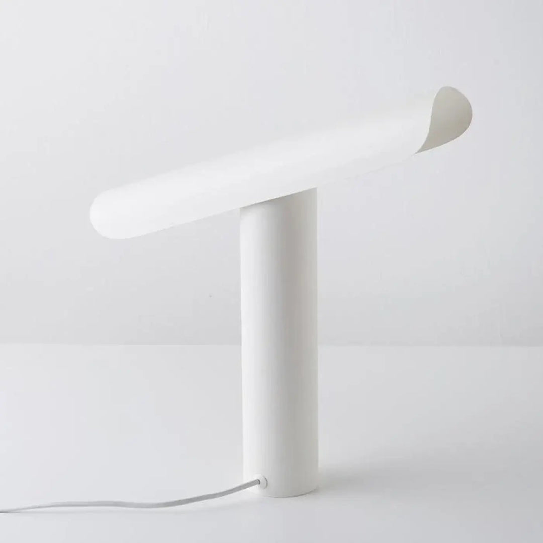 Lampe de chevet IZO blanc minimaliste avec base cylindrique et abat-jour en verre dépoli translucide élégant