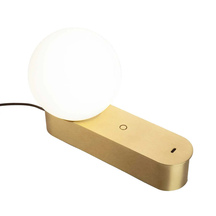 Lampe de chevet Perlina dorée avec globe en verre #couleur_dore