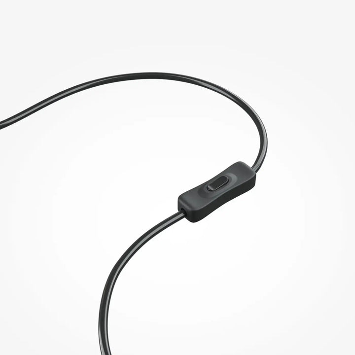 Câble découteurs noir avec module de contrôle mat pour lampe de chevet tavo base minérale acier noir
