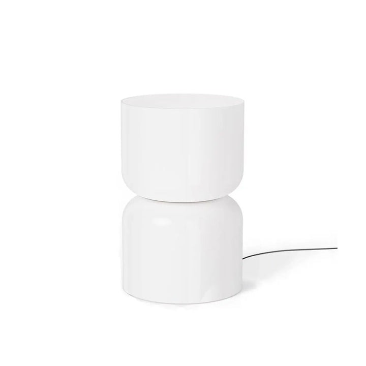 Lampe de chevet Totem Pablo Designs en verre opale soufflé, globe B en bas et globe B en haut