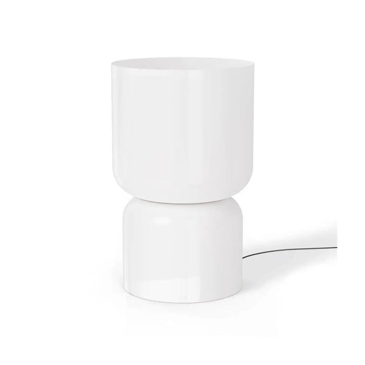 Lampe de chevet Totem Pablo Designs en verre opale soufflé, globe B en bas et globe A en haut