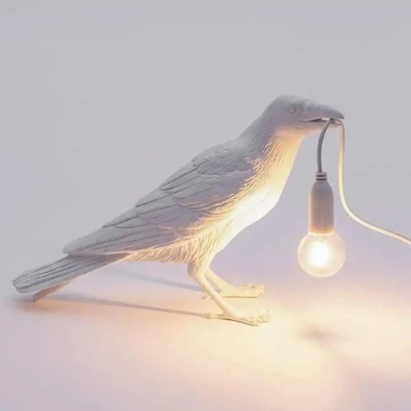 Lampe Corbeau Originale En Rotin Ronde Noir Blanc Gold