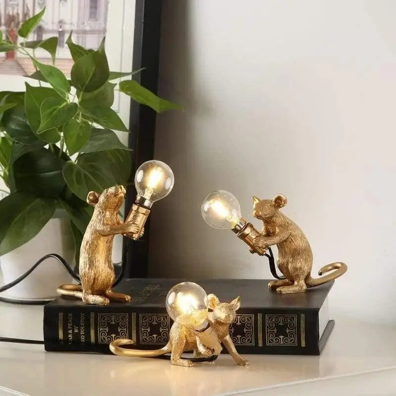 Lampe de Chevet Souris Dorée Avec Ampoule