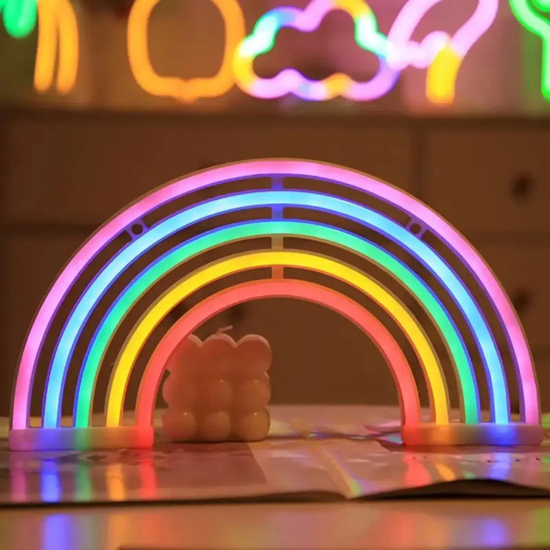 Lampe arc-en-ciel en plastique avec éclairage led vibrant pour décoration murale et ambiance féerique