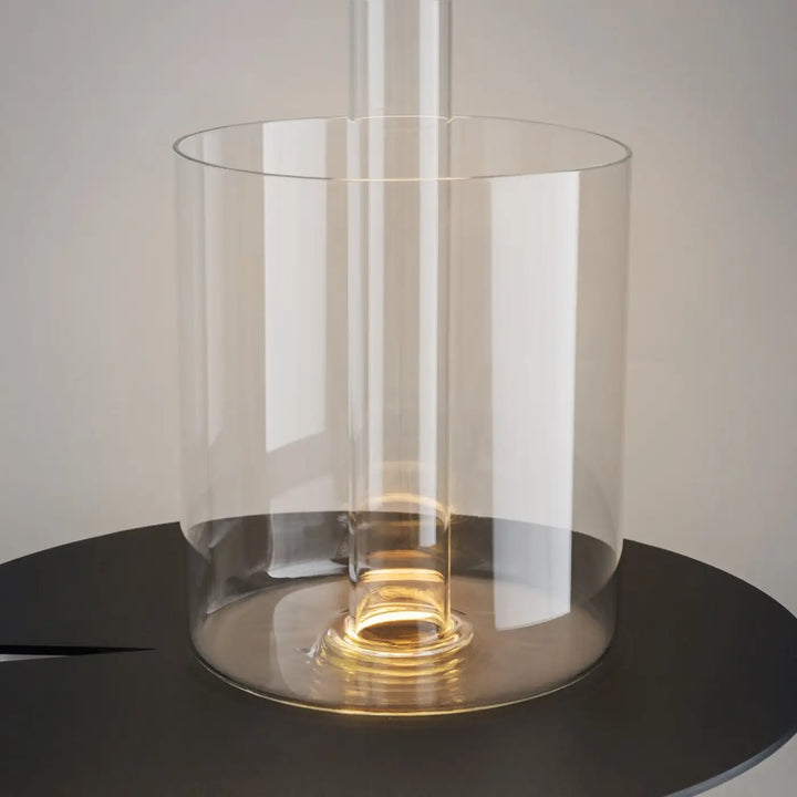 Lampe de chevet en verre transparent avec lumière led dimmable et batterie rechargeable pour décoration florale