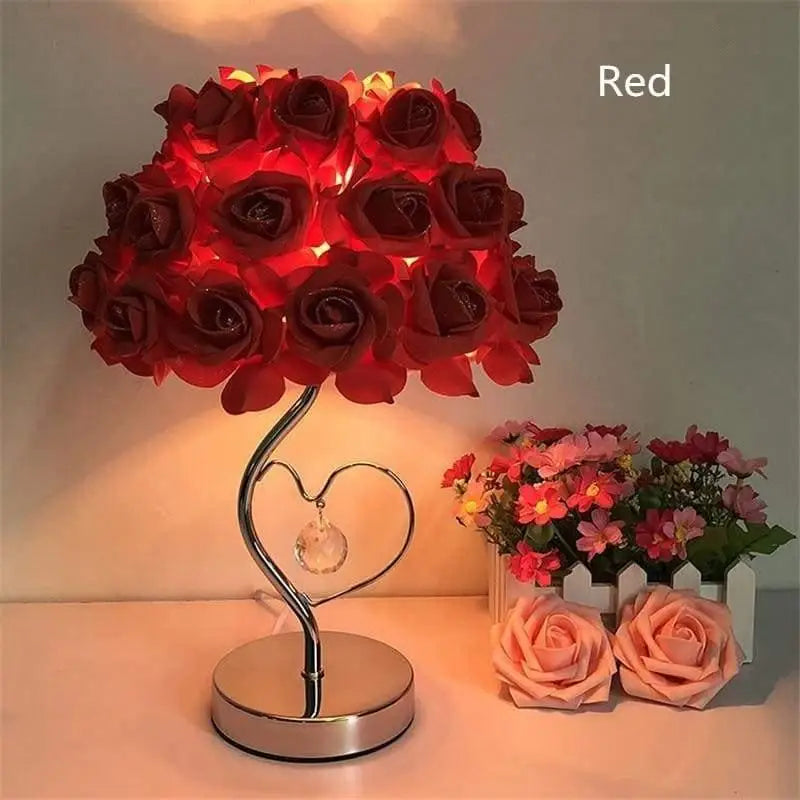 Lampe Fleur De Chevet En Acrylique Rouge Rose Jaune