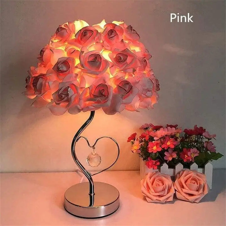 Lampe Fleur De Chevet En Acrylique Rouge Rose Jaune