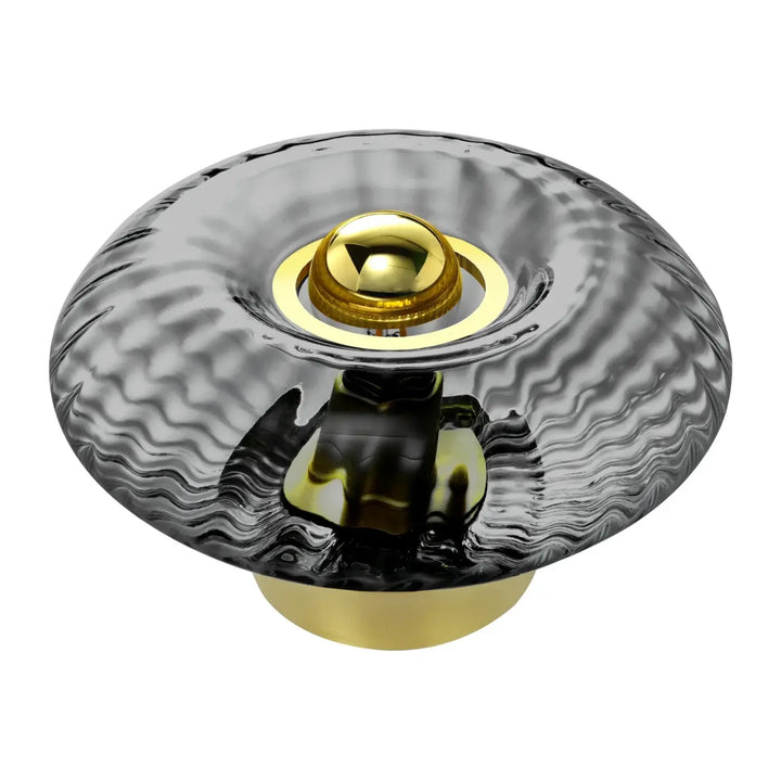 Bouton de verre soufflé gris foncé texturé avec centre métallique doré pour lampe grace collection grace