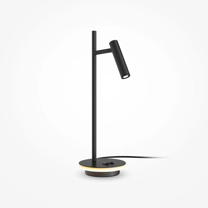 Lampe de chevet estudo noire avec tête cylindrique et rétroéclairage décoratif led intégrée pour liseuse led