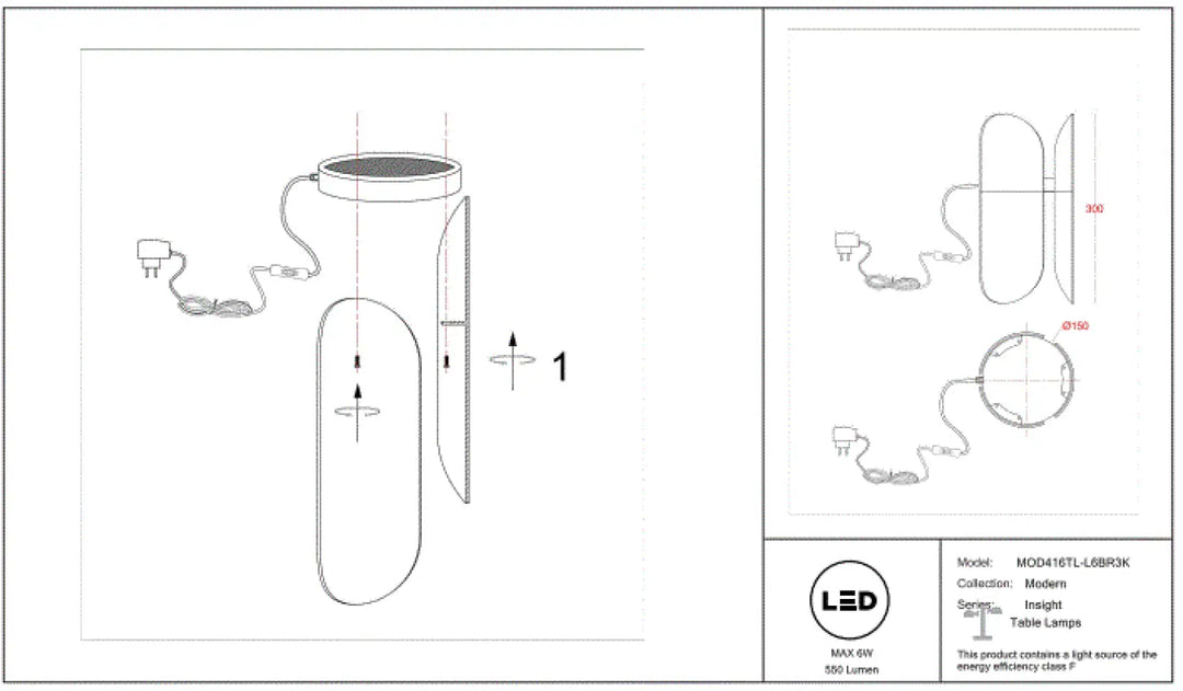 Lampe de chevet insight lampe à poser à led avec diffuseur arrondi en verre fumé au design cylindrique moderne