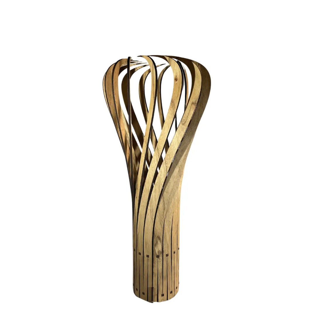 Lampe de chevet püntakapanel piatoni en bois avec design sculptural à lames courbées élancées beige clair