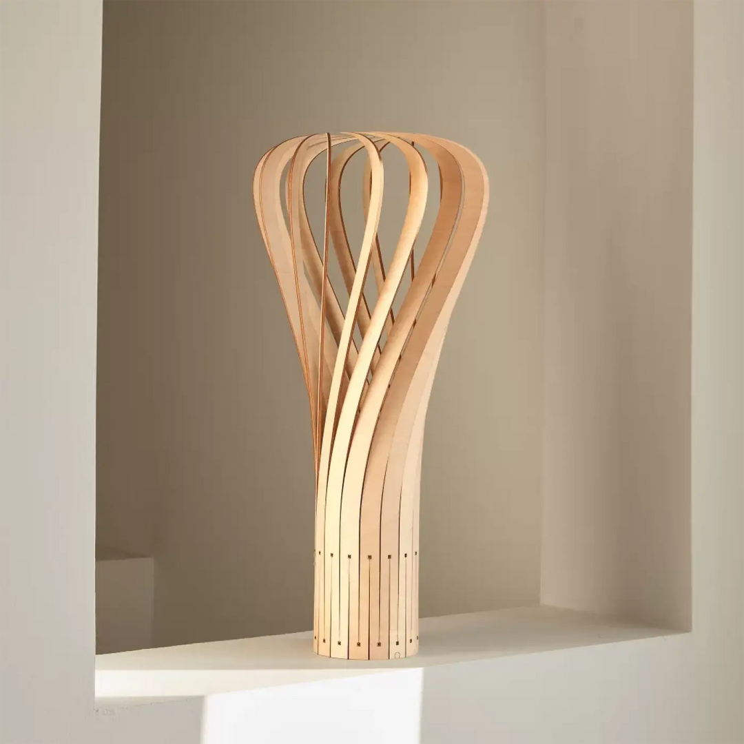 Lampe de chevet püntakapanel piatoni en bois minimaliste avec lames courbes élancées pour poser püntakapanel