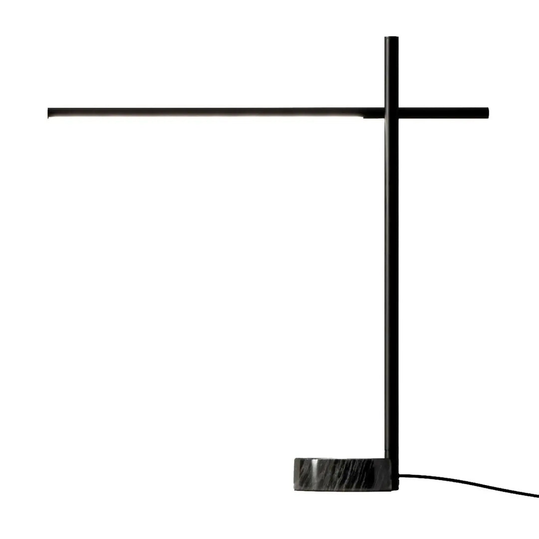 Lampe à poser Tubs noire avec socle en marbre