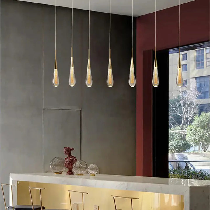 Lampe Suspendue Design Goutte Dorée