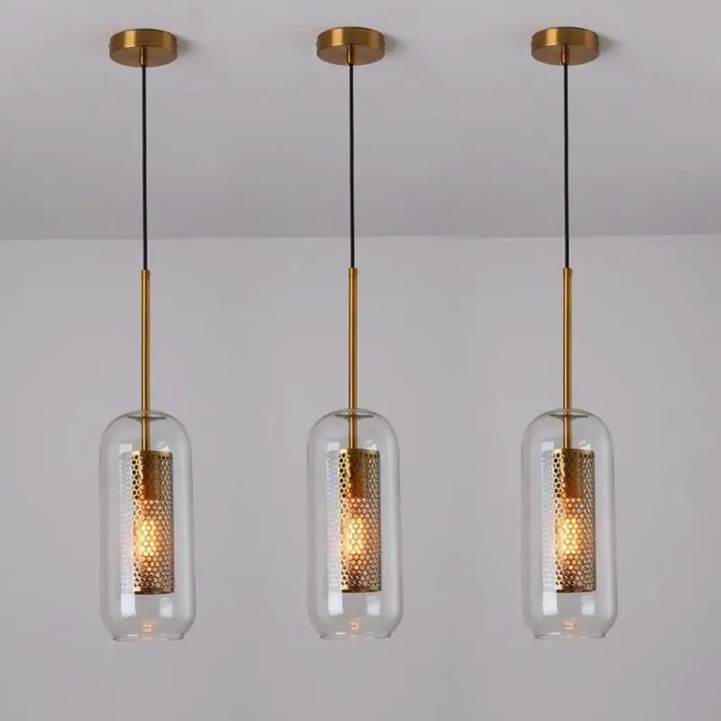 Lampe Suspendue Industrielle avec Grille en Verre