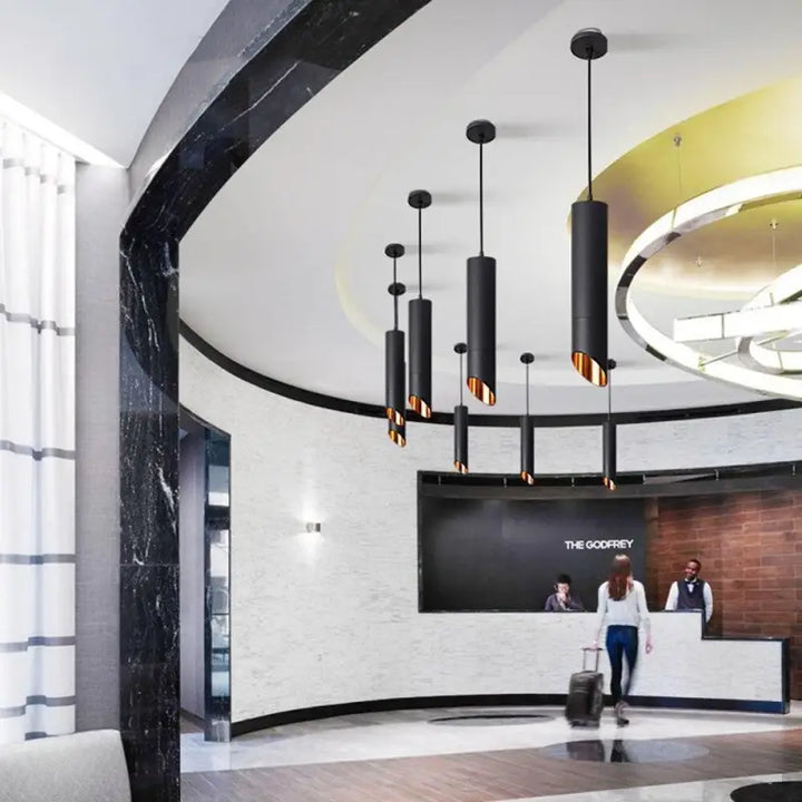 Lampe Suspendue Moderne Cylindrique Intérieur Cuivré