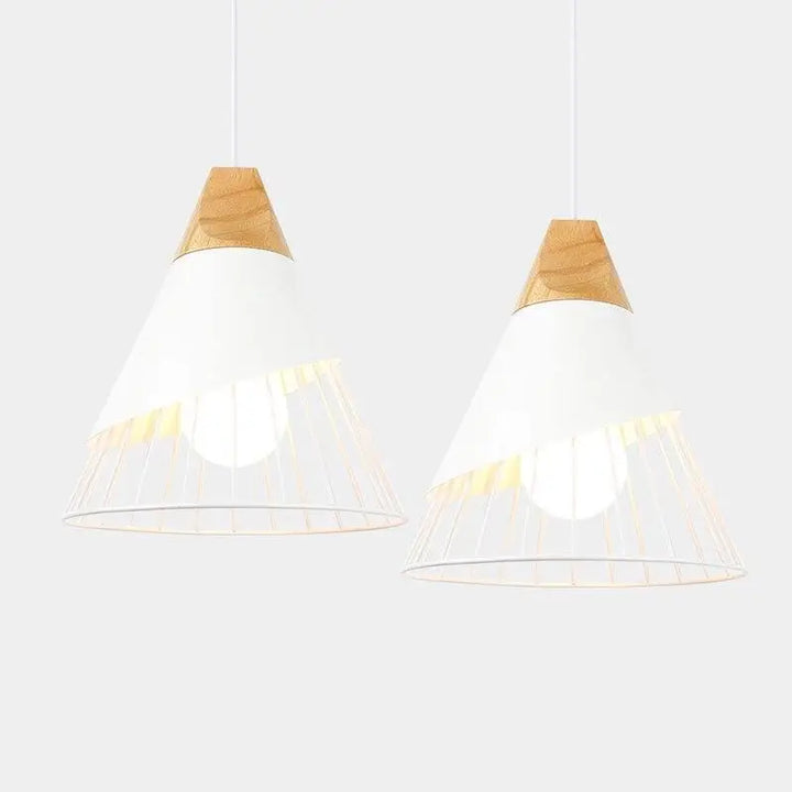 Lampe Suspendue Simple Cage Ajourée en Bois