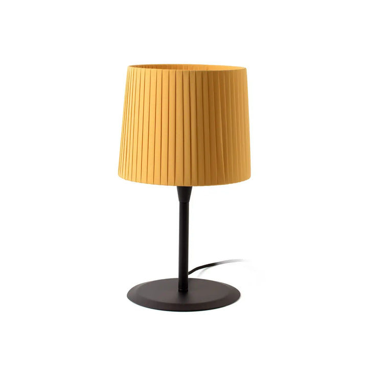 Lampe de table Samba noire, abat-jour jaune, de Faro Barcelona