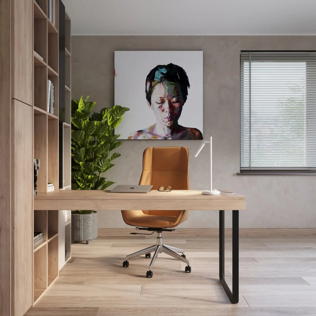 Chaise de bureau pastelo en cuir tan avec base étoile cinq branches et roulettes noires facilement l’assortir