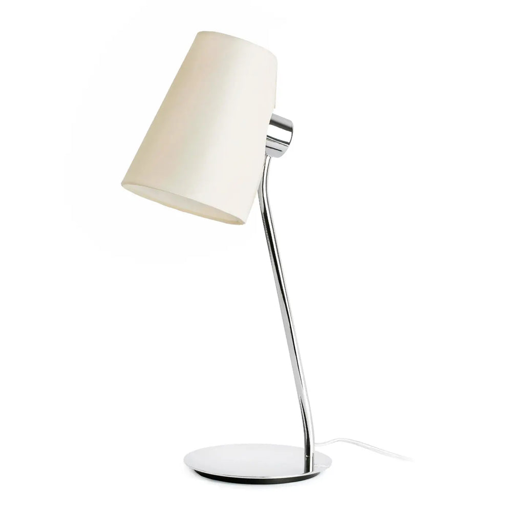 Lampe de table Lupe chromée avec abat-jour beige de Faro Barcelona