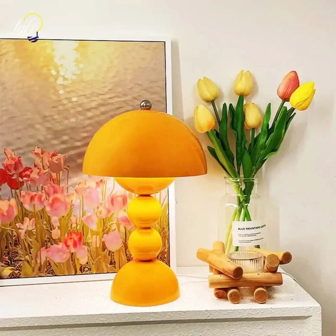 Lampe de table design champignon en verre élégant