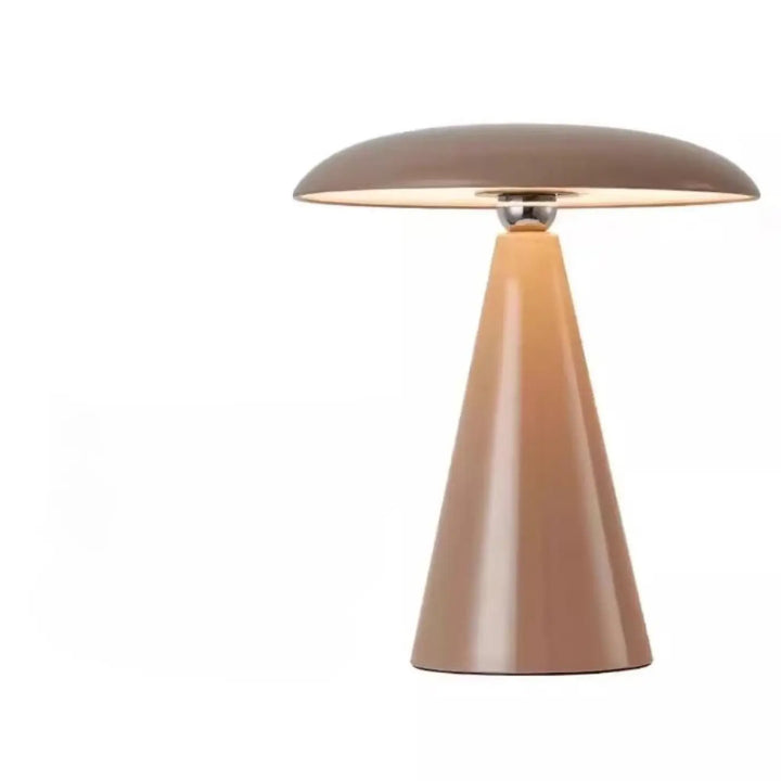 Lampe de table vita avec base conique taupe mate et abat-jour champignon à l’allure vintage pour modernité décorative